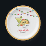 Tacos and Margarita Couples shower  Paper Plates<br><div class="desc">Fun watercolor margarita and taco Fiesta 'Taco bout love' Couples/ Bridal shower paper plates.</div>