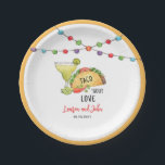 Tacos and Margarita Couples shower  Paper Plates<br><div class="desc">Fun watercolor margarita and taco Fiesta 'Taco bout love' Couples/ Bridal shower paper plates.</div>