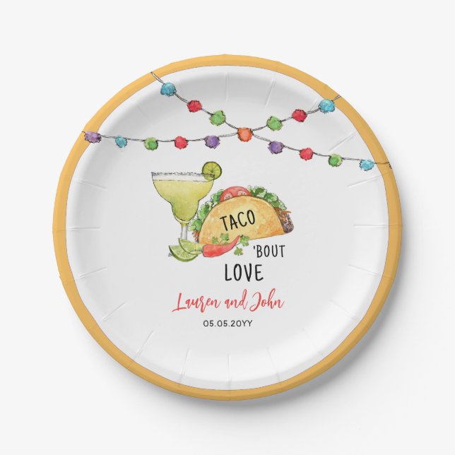 Tacos and Margarita Couples shower  Paper Plates (Front)