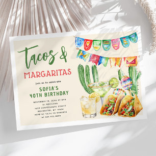 Tacos and Margaritas Mexican Adult Birthday Invitation