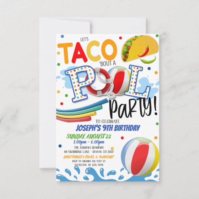 Tacos and Pool Party Invitation (Front)