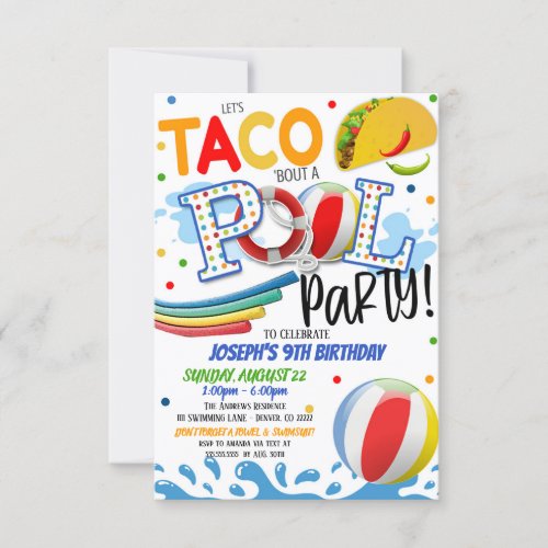 Tacos and Pool Party Invitation
