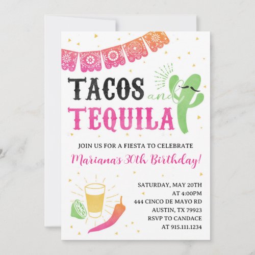 Tacos and Tequila Birthday Party Event Invitation