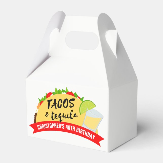 Tacos and Tequila Birthday Party Favor Boxes (Front Side)