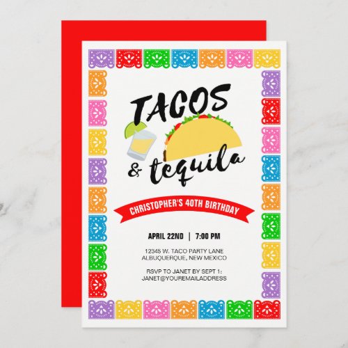 Tacos and Tequila Birthday Party Invitation