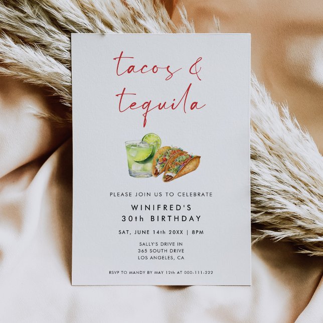 Tacos and Tequila Birthday Party Invitation (Creator Uploaded)