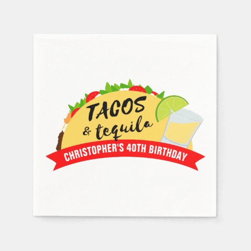 Tacos and Tequila Birthday Party Napkins