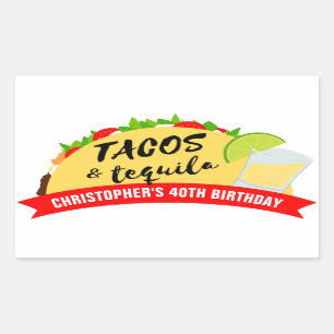 Tacos and Tequila Birthday Party Rectangular Sticker