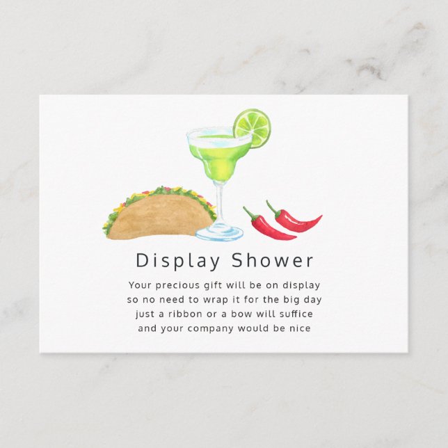 Tacos and Tequila Bridal Shower Display Shower Enclosure Card (Front)
