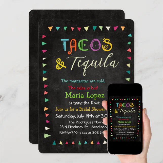 Tacos and Tequila Bridal Shower Invitation Zazzle