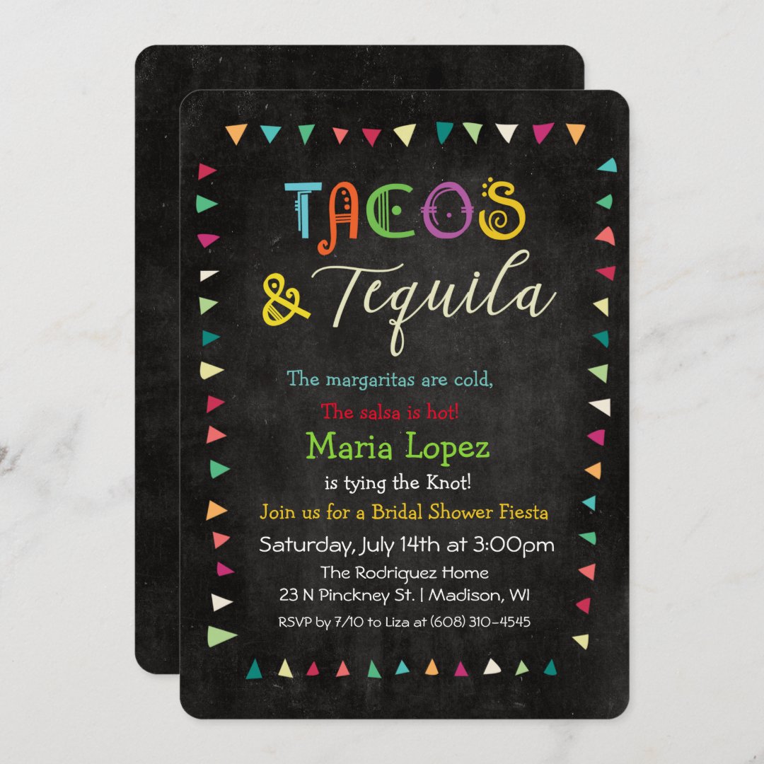Tacos and Tequila Bridal Shower Invitation Zazzle