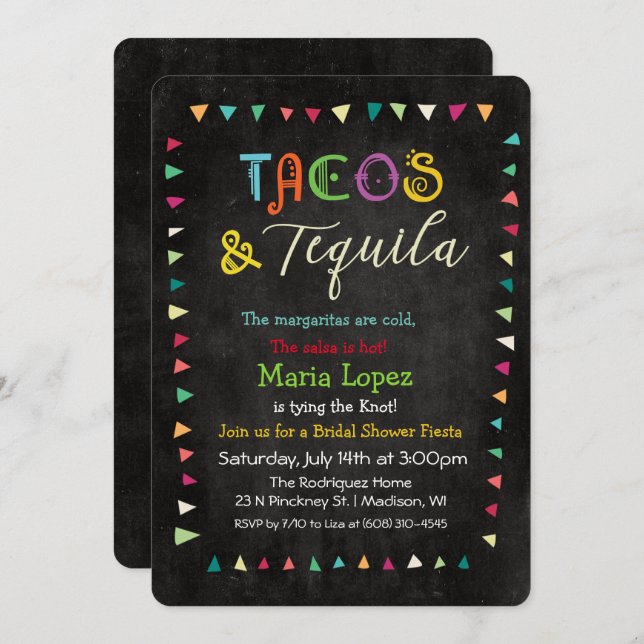 Tacos and Tequila Bridal Shower Invitation (Front/Back)