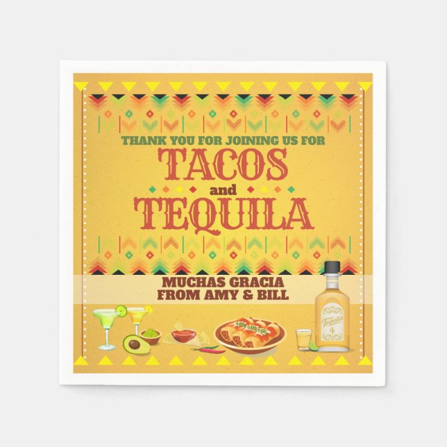 Tacos and Tequila Cinco de Mayo Fiesta Party Napkins (Front)