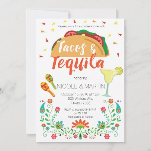 Tacos and Tequila Couple Shower Invitation