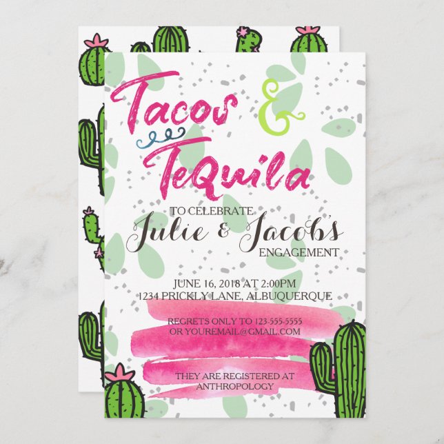 Tacos and Tequila Engagement Party Invitation (Front/Back)