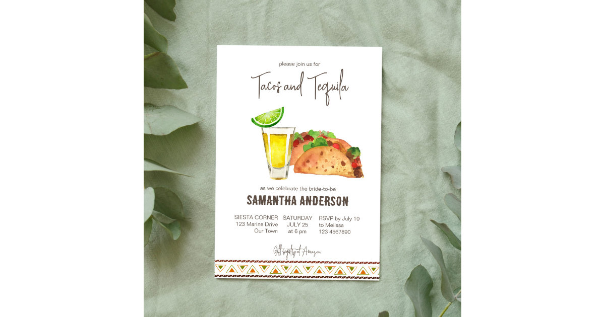 Tacos and tequila fiesta bridal shower invitation Zazzle