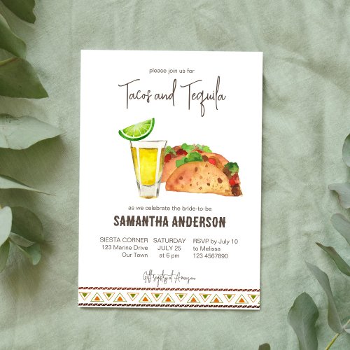 Tacos and tequila fiesta bridal shower invitation