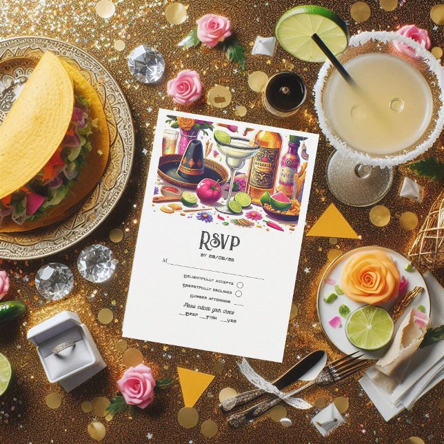 Tacos and Tequila Fiesta Wedding RSVP Card (Tacos and Tequila Fiesta Wedding RSVP Card)