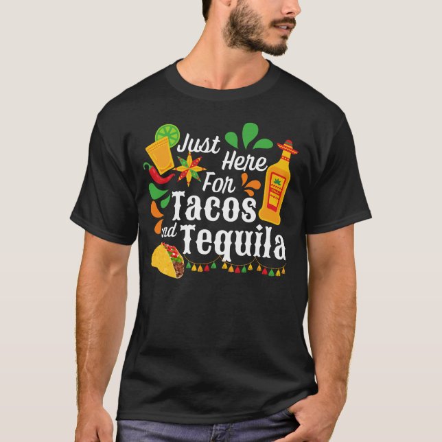 Tacos and Tequila Funny Cinco de Mayo Taco Tuesday T-Shirt (Front)