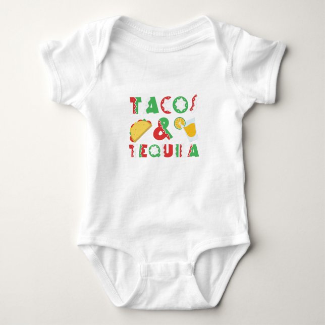Tacos And Tequila Funny Drinking Mexican Food Baby Bodysuit (Front)