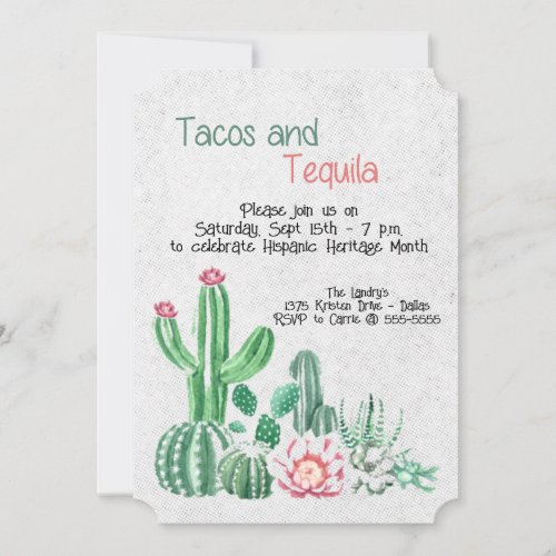 Tacos And Tequila Hispanic Heritage Month Party Invitation