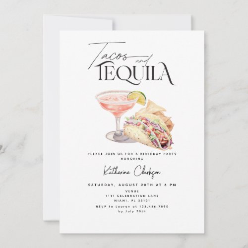 Tacos And Tequila Margarita Birthday Invitation