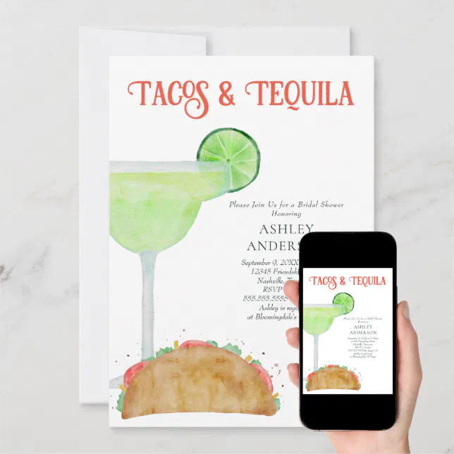 Tacos and Tequila Margarita Bridal Shower Invitation Zazzle