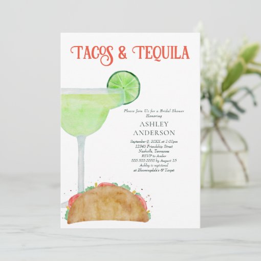 Tacos and Tequila Margarita Bridal Shower Invitation Zazzle