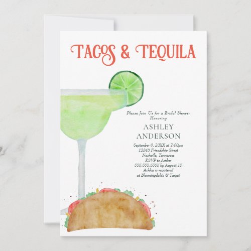 Tacos and Tequila Margarita Bridal Shower Invitation