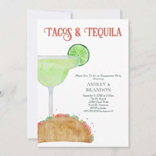 Tacos and Tequila Margarita Engagement Party Invitation