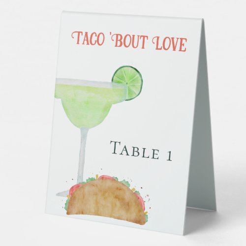 Tacos and Tequila Margarita Wedding Table Number Table Tent Sign