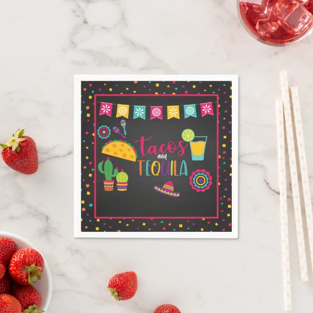 Tacos and Tequila Napkin - Blk (Insitu)