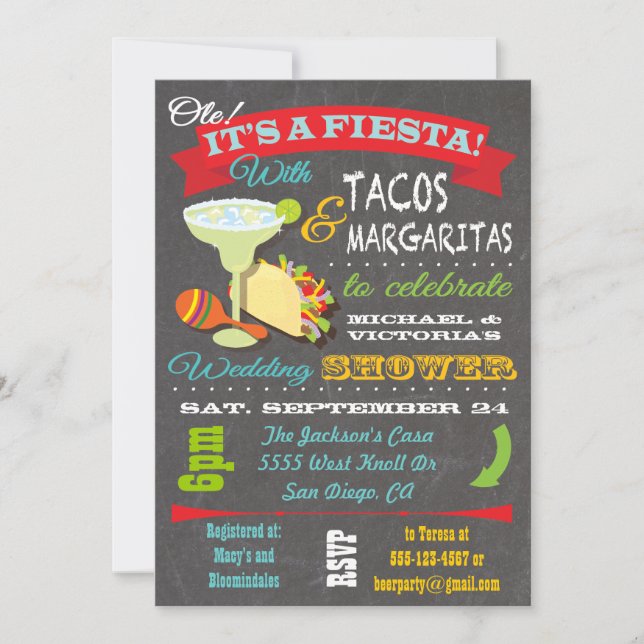 Tacos and Tequila Wedding Shower Invitation (Front)