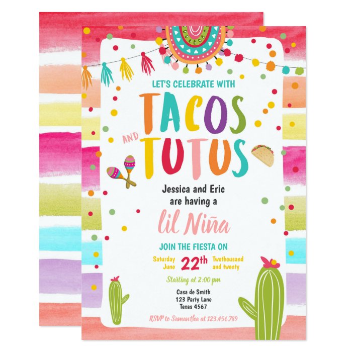tacos and tutus baby shower invitations