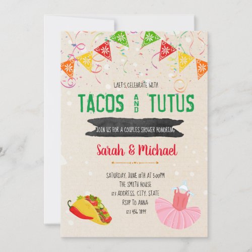 Tacos and tutus party invitation