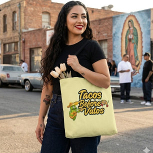 Tacos before Vatos tote bag