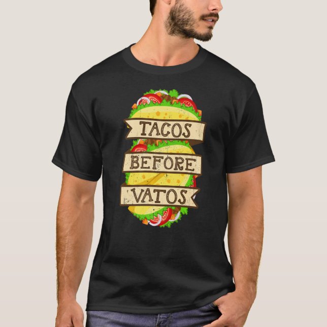 Tacos Before Vatos Valentine's Day Taco T-Shirt (Front)