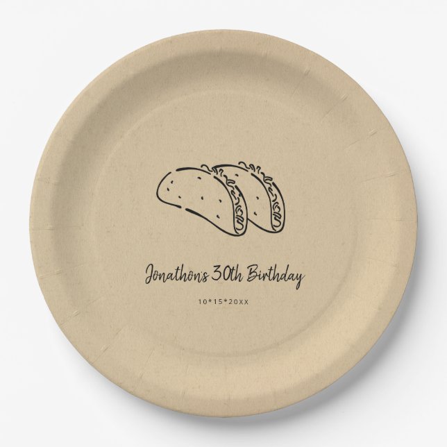 Tacos Birthday Party Paper Plates (Front)