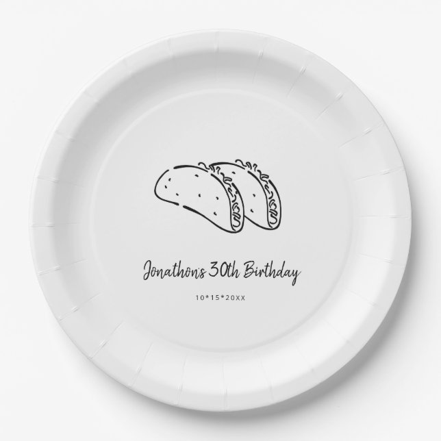 Tacos Birthday Party Paper Plates (Front)