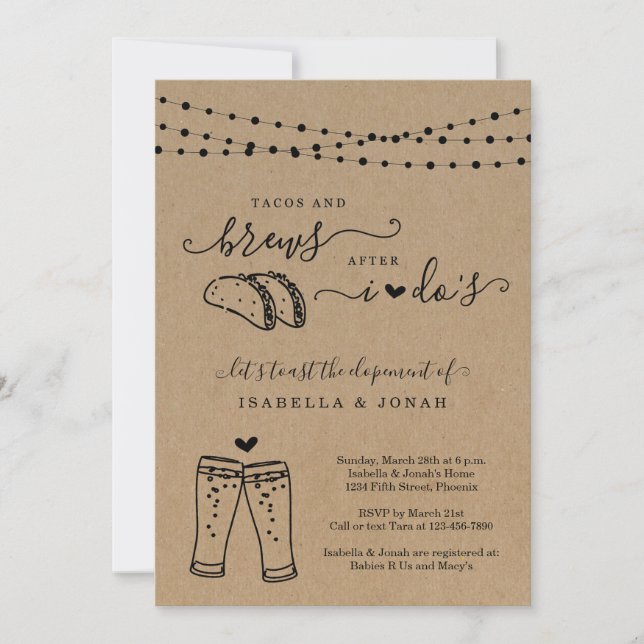 Tacos & Brews After I Do Reception Only Elopement  Invitation (Front)