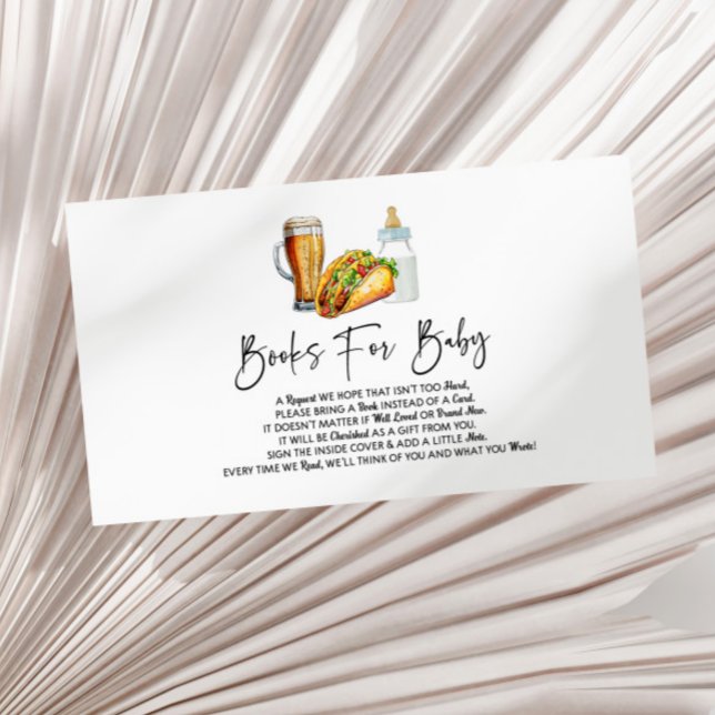 Tacos Brews and Diapers Baby Shower Books For Baby Enclosure Card (Creator Uploaded)