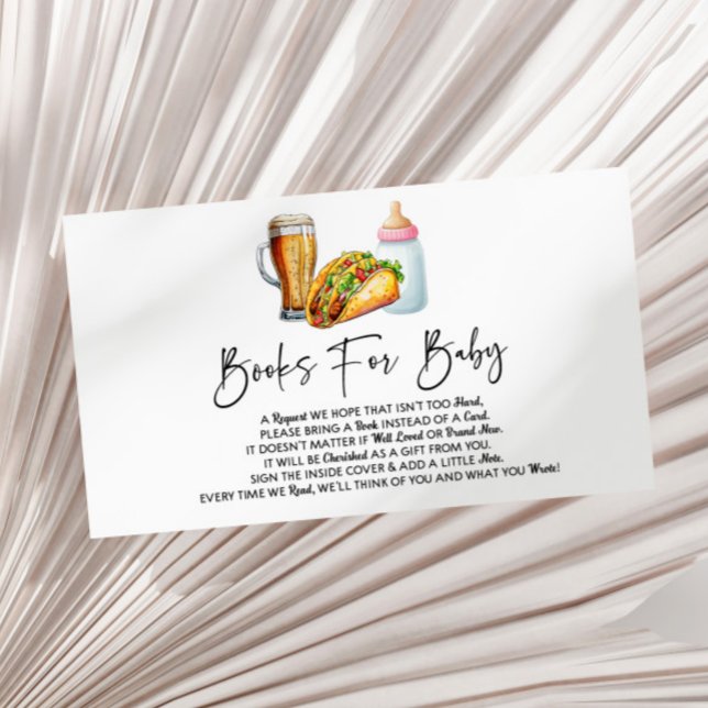Tacos Brews and Diapers Baby Shower Books For Baby Enclosure Card (Creator Uploaded)