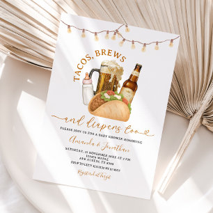 Tacos Brews and Diapers Baby Shower String Lights Invitation