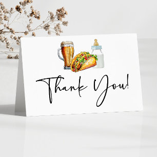 Tacos Brews and Diapers Too! Baby Shower Letterpress Thank You Card