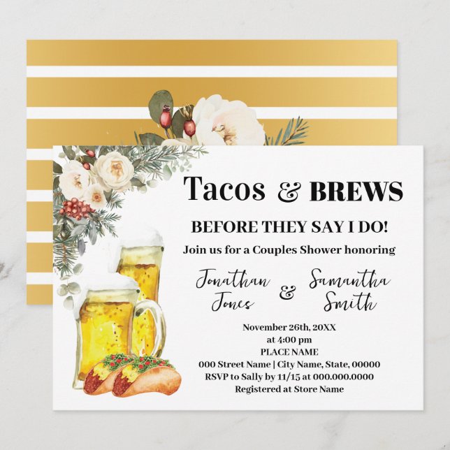Tacos & Brews Before I Do Winter Shower Invitation (Front/Back)