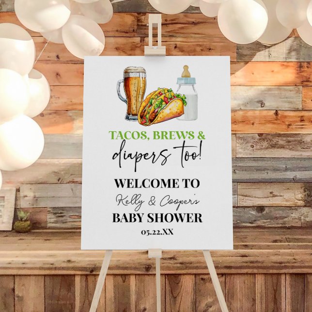 Tacos Brews Diapers Too! Baby Shower Welcome Sign (Creator Uploaded)