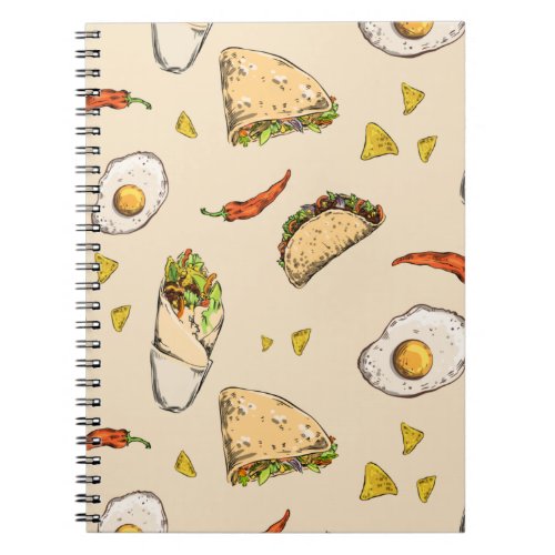 Tacos Burrito Mexican Food Pattern Cute Summer Notebook