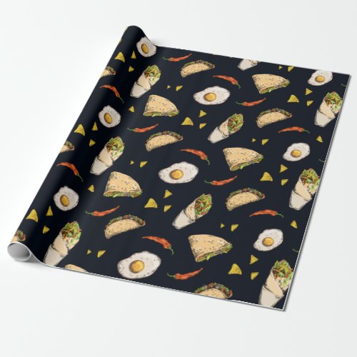 Tacos Burrito Nachos Mexican Food Gift Cute Summer Wrapping Paper