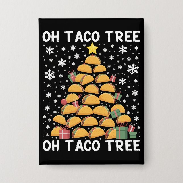 Tacos Christmas Tree Funny Xmas Foodie Mexican  Button (Front)