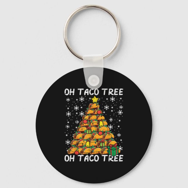 Tacos Christmas Tree Funny Xmas Foodie Mexican Men Keychain (Front)